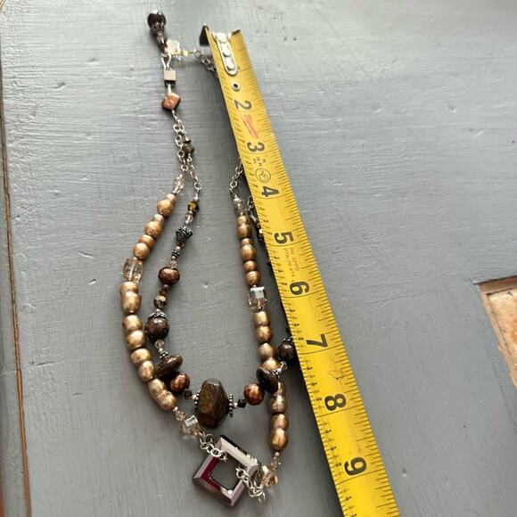 Tres Jolie 925 Sterling Silver Bronzite Pearl Beaded Necklace - Picture 4 of 9